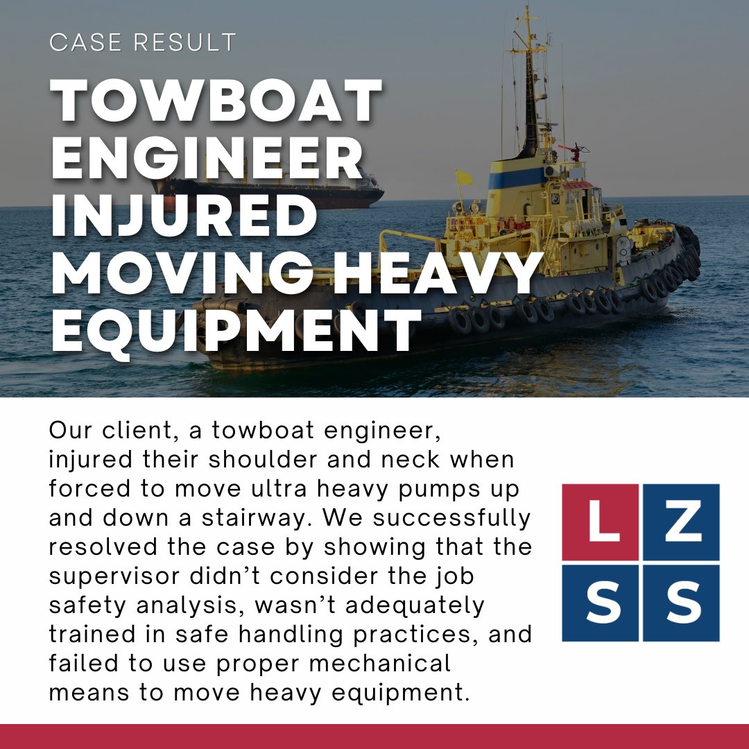 LambertZainey's tweet photo. Failure to do proper safety checks and improper training resulted in this towboat engineers injuries. We are happy to have gotten him the compensation he deserves.

Read more case results from Lambert Zainey Smith &amp; Soso: https://t.co/3Xzm8BZegX

#maritimelawyers #lambertzainey https://t.co/GmFK6nRpz3
