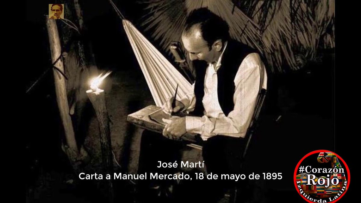 (...)Esto es muerte o vida y no cabe errar(...). Escribió Martí en su última carta inconclusa a su amigo Manuel Mercado en el año 1895. Esta carta se convirtió en su testamento político y guía para las actuales generaciones de cubanos.#IzquierdaLatina #CorazónRojo #MartíVive.