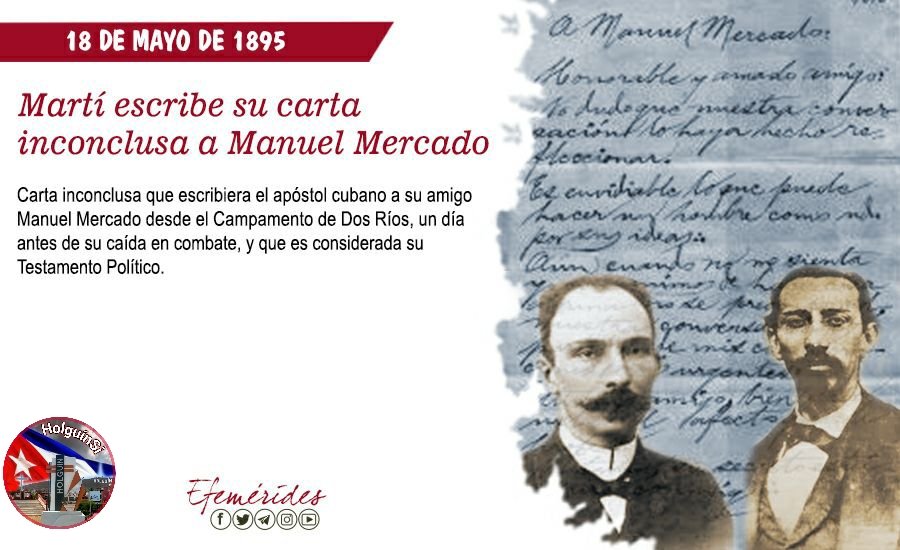 “Sé desaparecer, pero no desaparecería mi pensamiento”. Expresó Martí en carta inconclusa a Manuel Mercado. Cuanta razón tenía el apóstol, por eso Martí fue la luz eterna del Moncada, d la Sierra y d la Revolución. #HolguinSi #IzquierdaLatina #MartíVive