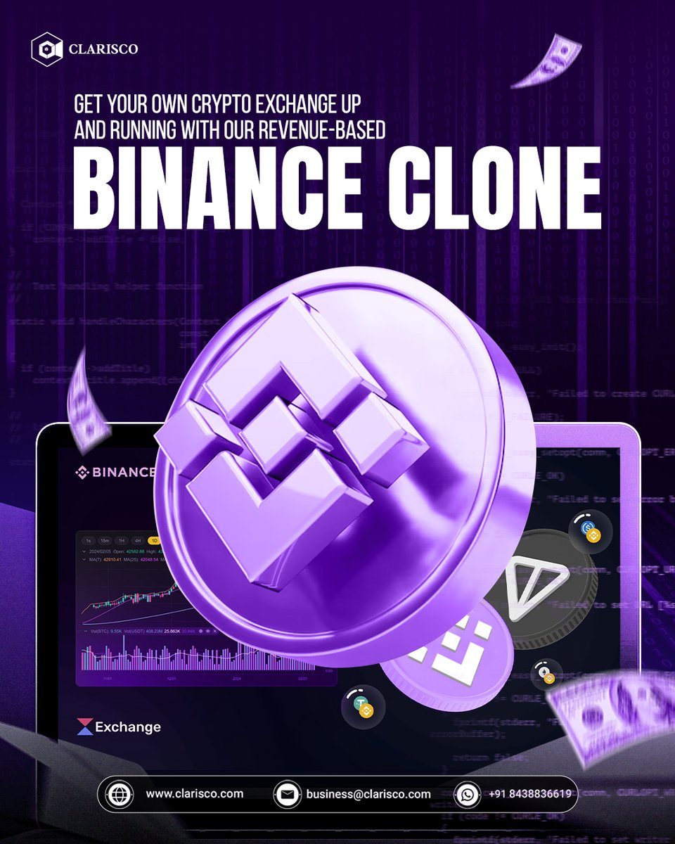 ClariscoSol's tweet image. Get your Feature-rich and customizable crypto exchange up and running in no time with our ready-made Binance clone script.
tinyurl.com/365vbcvz
#clarisco #BinanceCloneScript #CryptoScript #BinanceCloneSoftware #CryptoTrading #CryptoExchange #Blockchain #ExchangeScript