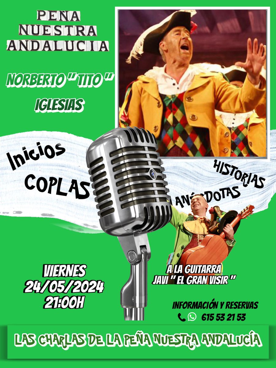 NuestraPena's tweet photo. El viernes que viene Tito iglesias nos contará y cantará cositas 🎭
Quince piedras, Braceros de pueblo, España la Nueva, Soldaditos...❤️ https://t.co/SFPkdfQj5p