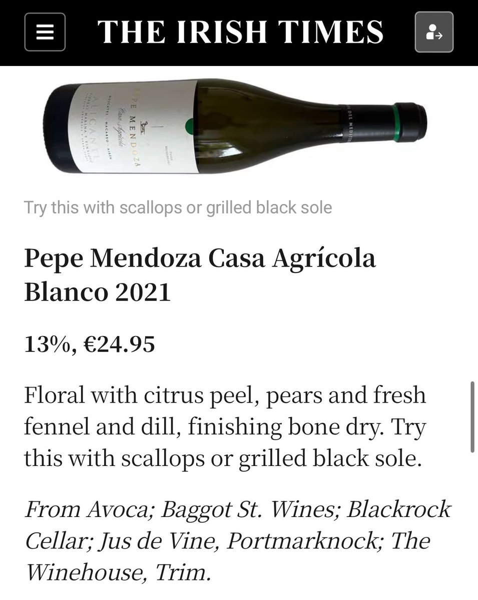 Discover the best Spanish white wines for a summer afternoon in today’s @IrishTimes 🌞Thanks @Wilsononwine for highlighting @pepecasagricola 🌿