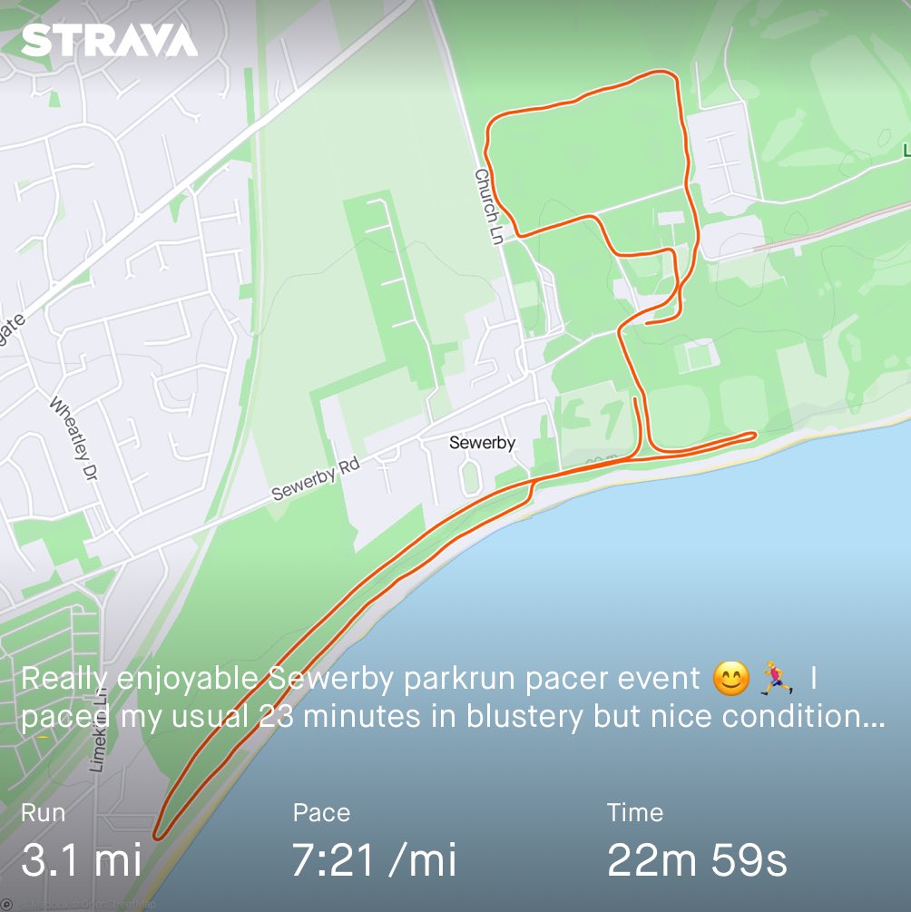 Really enjoyable Sewerby parkrun pacer event 😊🏃‍♂️ I paced my usual 23 minutes in blustery but nice conditions 😊 @RunComPod @parkrunUK #parkrunuk #yourweekendruns