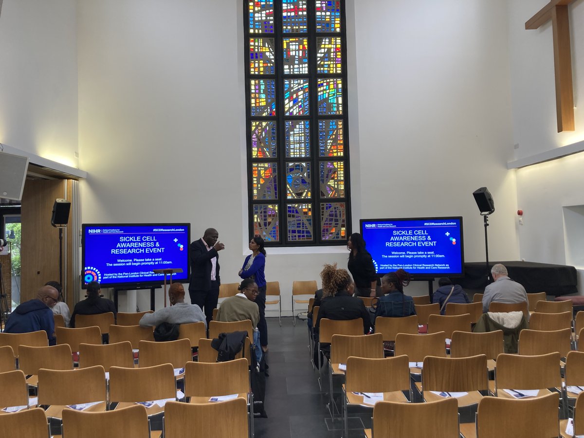 We are at the #Sicklecellawareness and research event today at Lumen URC church in King's Cross , come visit us!
<a href="/NIHRresearch/">National Institute for Health and Care Research</a> @NIHRCRN_nthames <a href="/SickleCellUK/">Sickle Cell Society</a> <a href="/KHPHaematology/">KHP Haematology</a> <a href="/KingsCollegeLon/">King's College London</a> <a href="/KingsCollegeNHS/">King's College NHS</a> #sicklecell #research