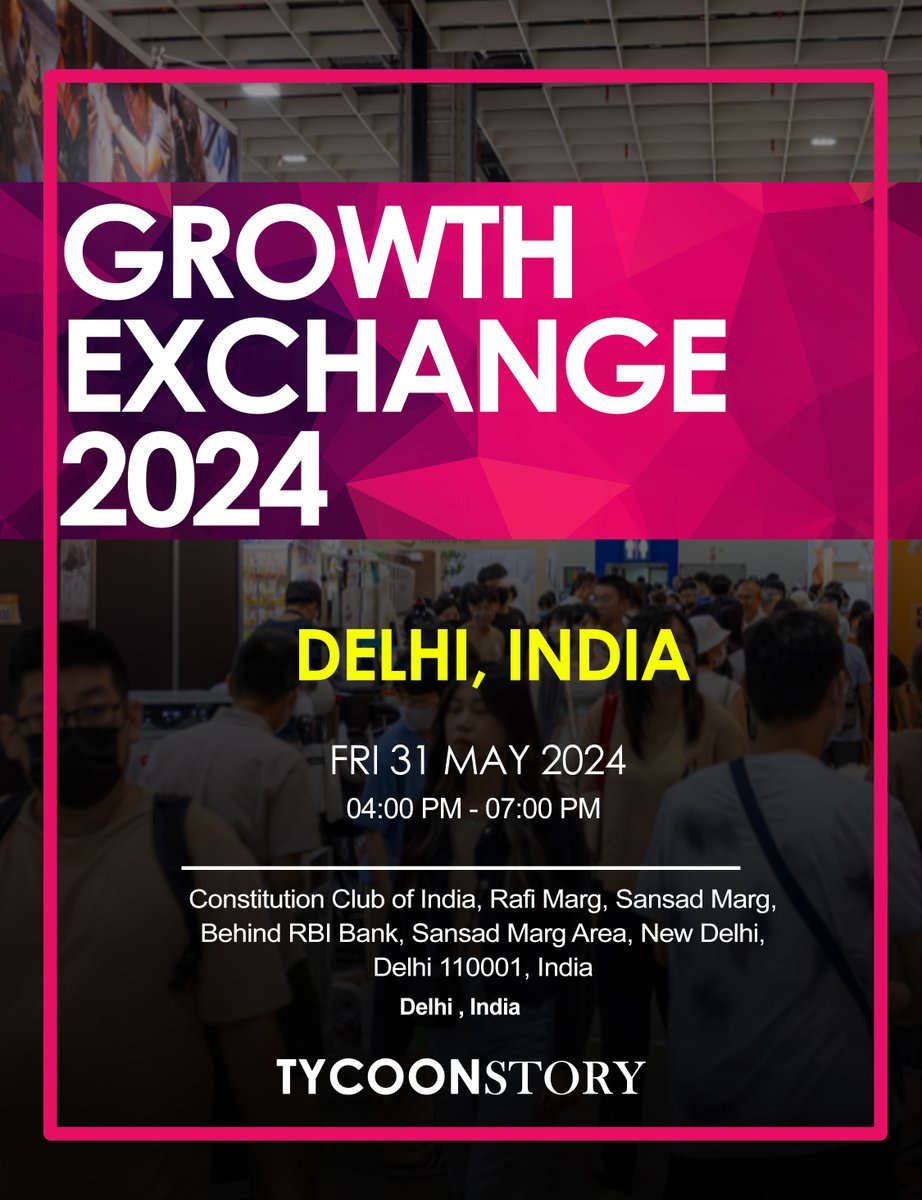 The Growth Exchange 2024 will be held on Friday, May 31, 2024, in New Delhi, India.

#GrowthExchange2024 #NewDelhiEvent #BusinessConference #India2024 #BusinessGrowth #Entrepreneurship #Leadership #NetworkingEvent #GlobalBusiness @allevents_in  @GLevents 

tycoonstory.com