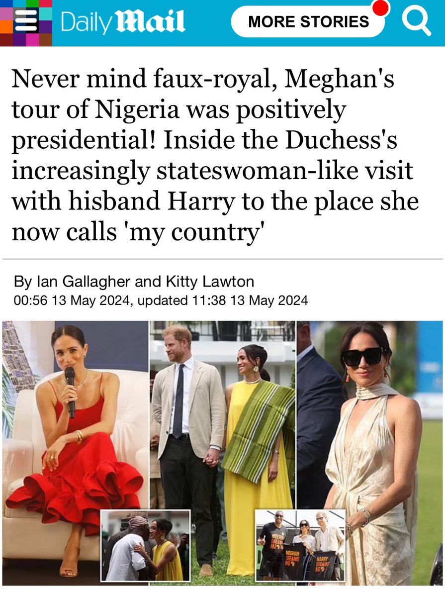 The Mail has LOST THE PLOT since my departure. They now see Meghan as a “stateswoman” who will follow Trump into the White House. Completely out of touch with their audience (and the facts) and terrified of Harry suing them again. Sad! The MSM is dying!