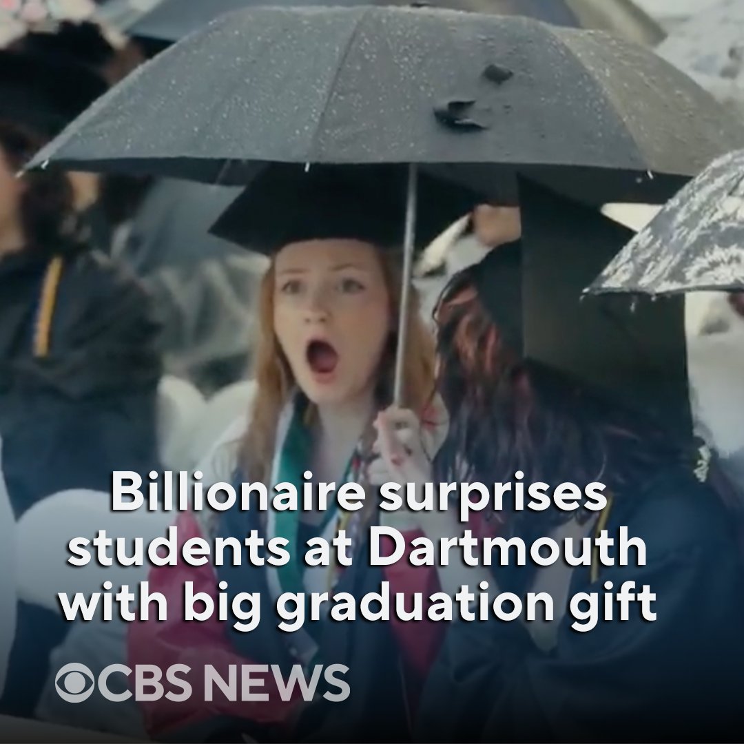 Students at Dartmouth got an amazing graduation gift from their commencement speaker Thursday —billionaire Robert Hale surprised more than 1,100 graduates with $1,000 each. But it came with just one catch. cbsn.ws/3K7LbrK