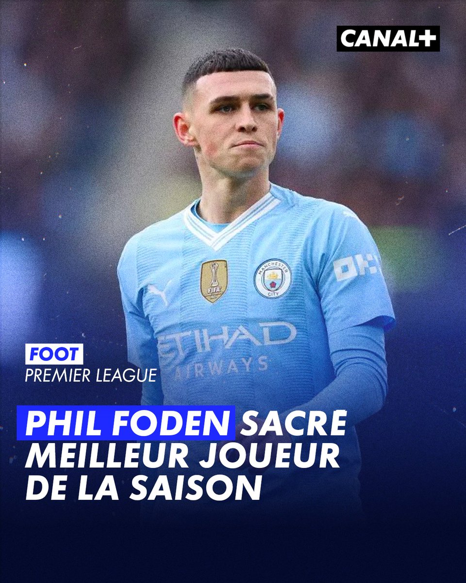 Phil Foden élu meilleur joueur de la saison 2023-24 de Premier League ! 🏅

Le milieu anglais succède à son coéquipier Erling Haaland 🔵

Une saison tonitruante à 23 ans : 17 buts et 8 passes décisives en 34 matchs de championnat 😱