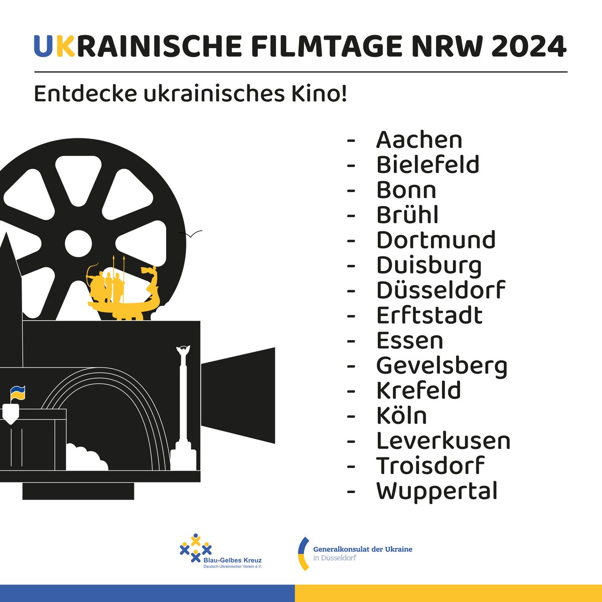 What a great start of the film festival "Ukrainian Filmdays NRW 2024" last Thursday in Cologne. The festival program consists of 15 films, which will be shown in 15 cities of NRW.We cordially invite you to show your solidarity with Ukraine by attending the screening in your city.