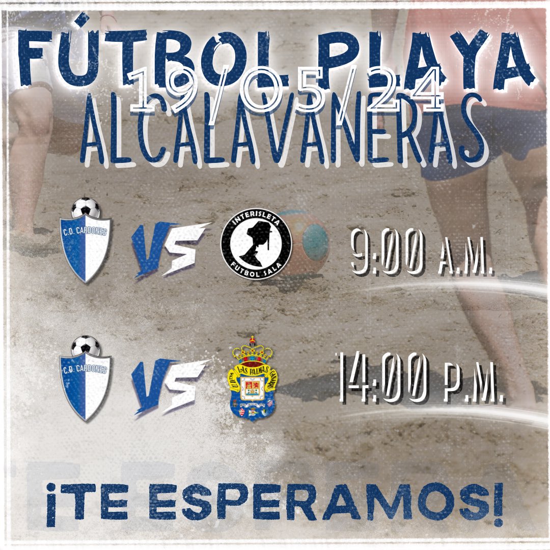CDCardones1945's tweet photo. 🏖️ Mañana nos aventuramos en nuestros primeros partidos de fútbol playa. Iniciamos este nuevo proyecto con muchísima ilusión y esperamos que nos sigan acompañando y animando en nuestras nuevas experiencias. 😎

👊🏼 Nosotros ya estamos listos, ¿te animas? 

#somoscardones 💙 https://t.co/Rpd5zb0ikn