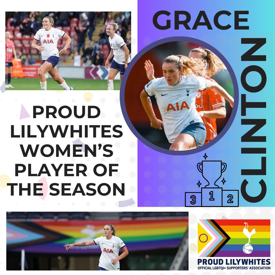 🏆 Proud Lilywhites @SpursWomen Player of the Season, as voted by our members 👏 Congratulations Grace Clinton! #COYS #THFC 🏳️‍⚧️🏳️‍🌈🫶
