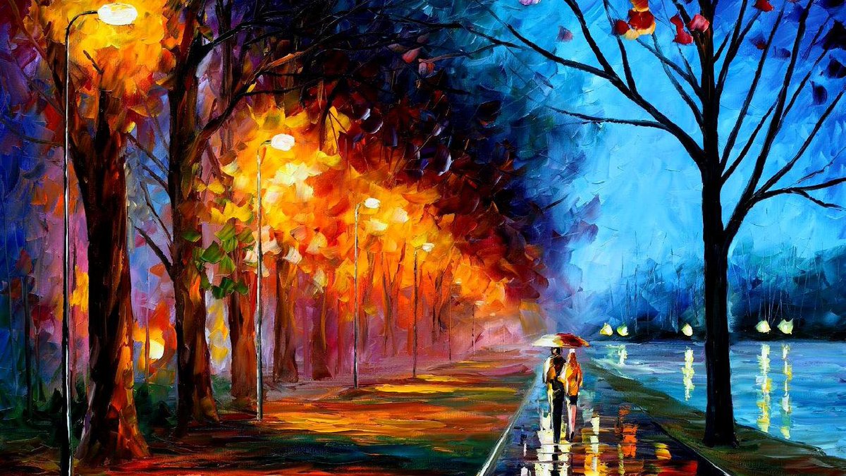ALLEY BY THE LAKE - Large-Size Original Oil Painting ON CANVAS by Leonid Afremov (not mixed-media, print, or recreation artwork). 100% unique hand-painted painting. Today's price is $99 including shipping. COA provided afremov.com/alley-by-the-l…