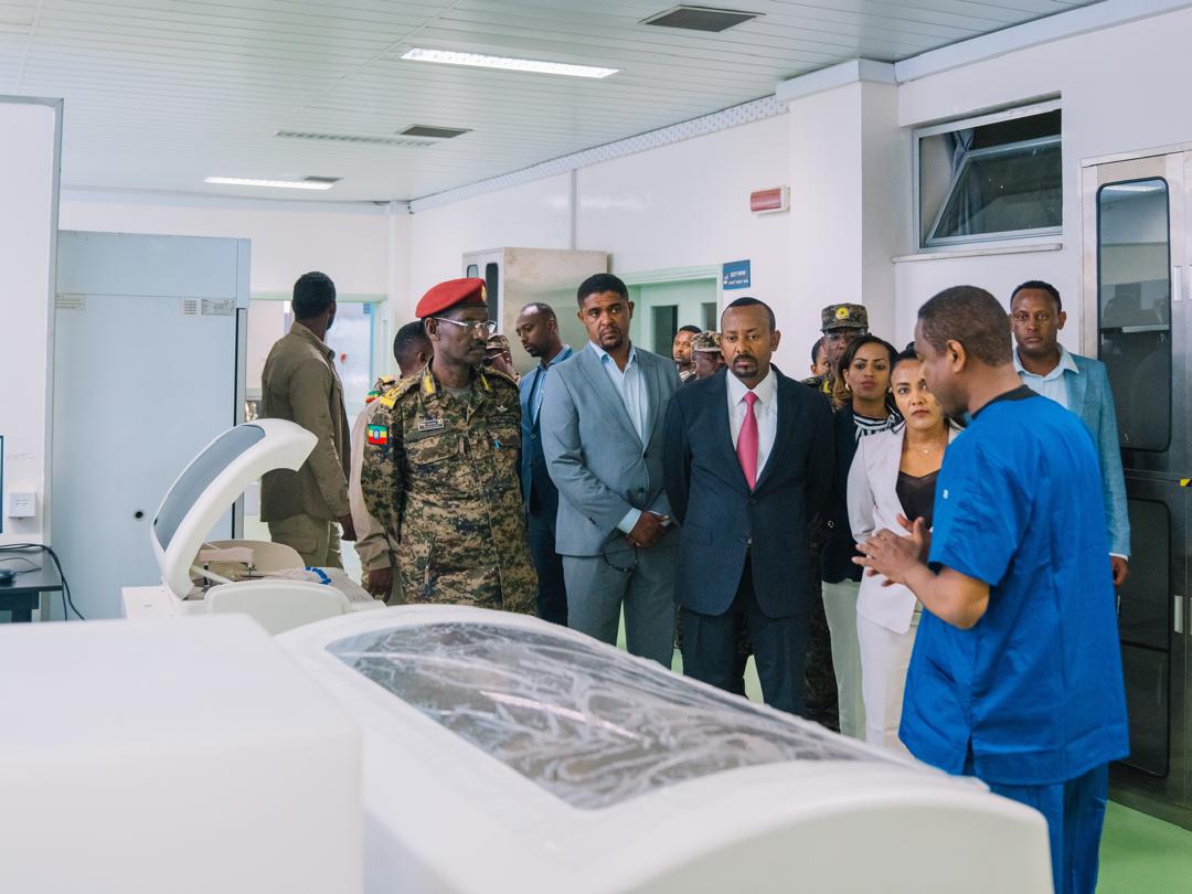 The Defense Specialized Referral Hospital we inaugurated is a state-of-the-art facility located in Bishoftu, featuring a molecular laboratory, bone densitometry center, biomedical engineering department, and various essential medical services such as dialysis, neurology, and