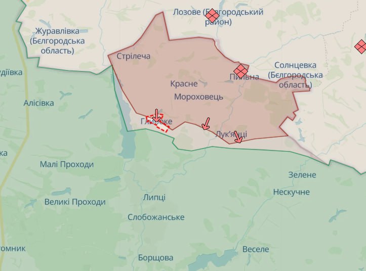 In the Kharkiv direction, the Defense Forces are trying to push back the Russian army in the area of the village of Hlyboke, - General Staff. 🔹The situation is under control in the Kupyansk direction. Ukrainian troops continue their assaults in the areas of Synkivka and Terni,