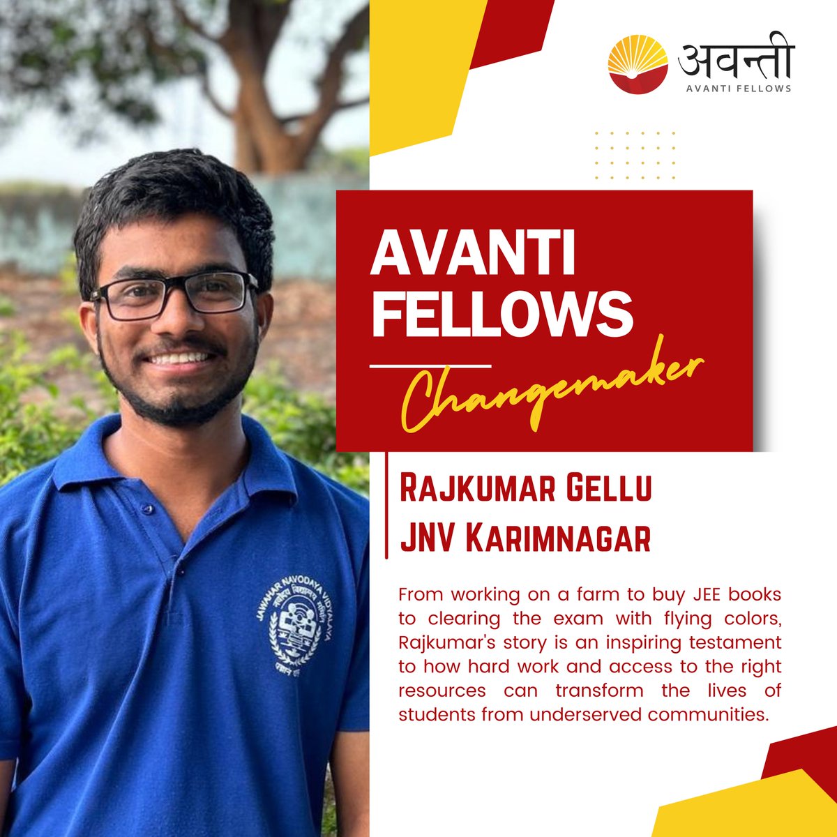 We are thrilled to introduce our Changemakers series, showcasing incredible stories of students who, despite all odds, rise above their circumstances and inspire others. 

#AvantiFellows #JEE2024