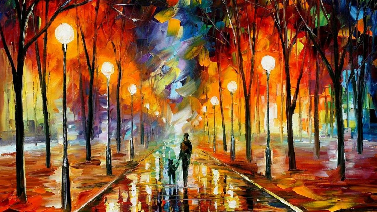 FRIENDSHIP - Large-Size Original Oil Painting ON CANVAS by Leonid Afremov (not mixed-media, print, or recreation artwork). 100% unique hand-painted painting. Today's price is $99 including shipping. COA provided afremov.com/friendship-ori…