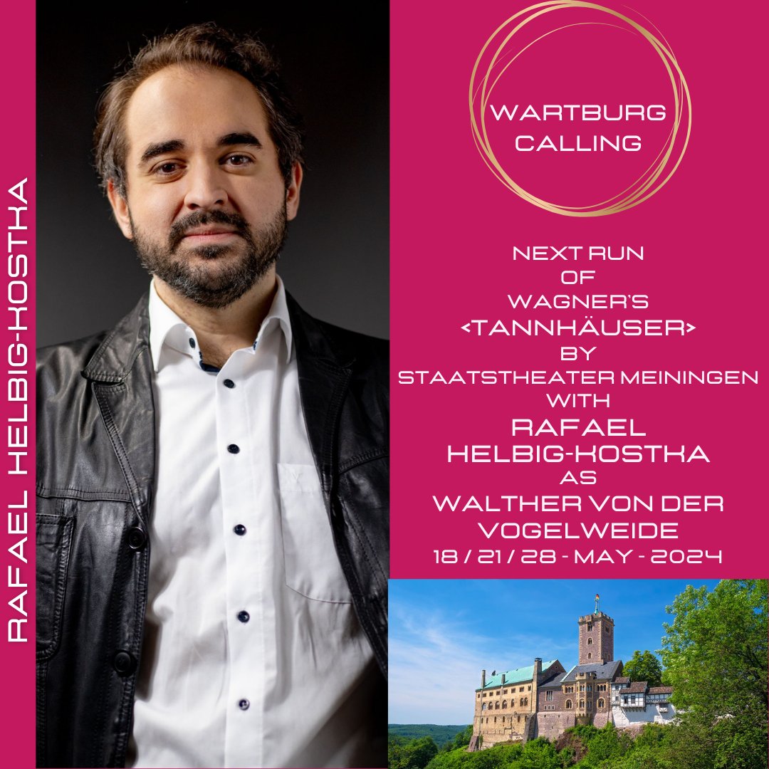 🏃🏻🏃🏻After a great #JumpIn as #TAMINO at @StaatstheaterKa yday, today,#tenor #RAFAELHELBIGKOSTKA is heading to perform #WALTHERVONDERVOGELWEIDE in #Tannhäuser at the original venue of #Wagner's #opera, #WARTBURG👇 staatstheater-meiningen.de/.../tannhaeuser... 👉 allyouneed-pmn.com