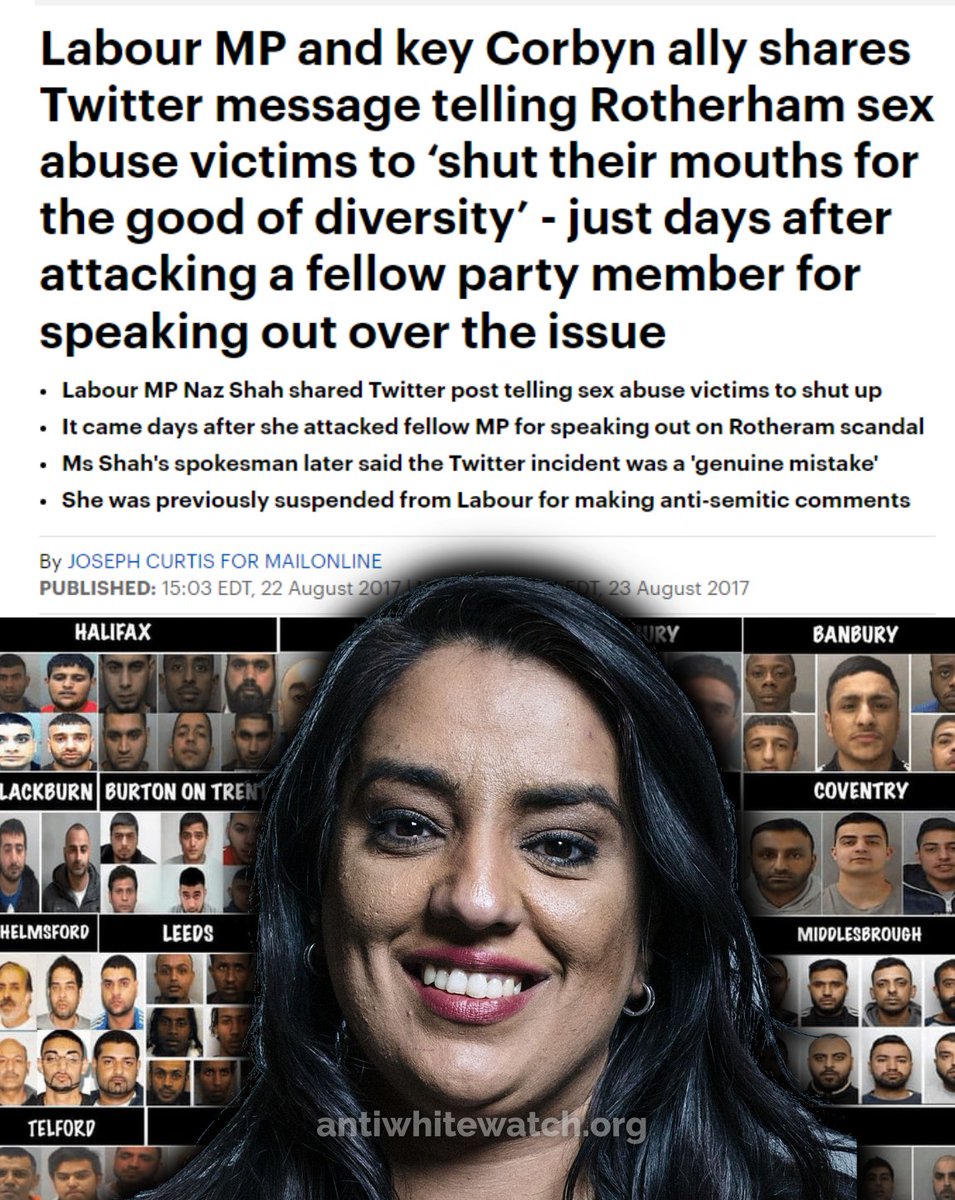 Native British who suffer at the hands of muslim migrant grooming gangs should 'shut their mouths for the good of diversity'. These invaders hate you and your children, you owe them nothing. #GreatReplacement
