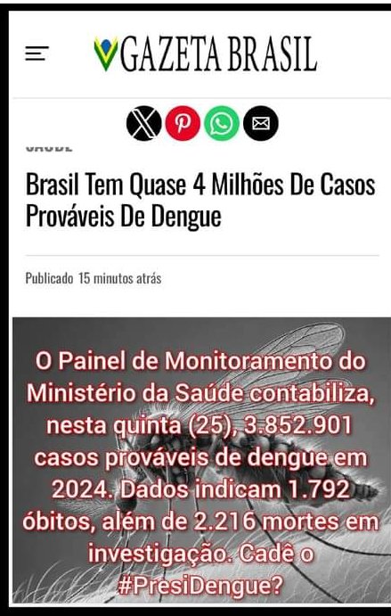 Galera! Essa tal dengue está matando muito, e que doença terrível, sumidinha porque estava dengosa, pensei que não ia melhorar nunca, depois de 1 semana ontem consegui comer e beber água, não desejo isso pra ninguém. Cuidem - se. BOM SÁBADO 🙏🏼