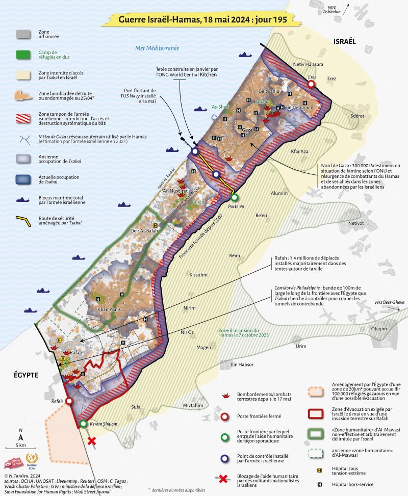 #HGGSP Guerre Israël/Hamas dans la bande de Gaza. Mise à jour de la carte @Institut_EGA réalisée par Nato Tardieu.