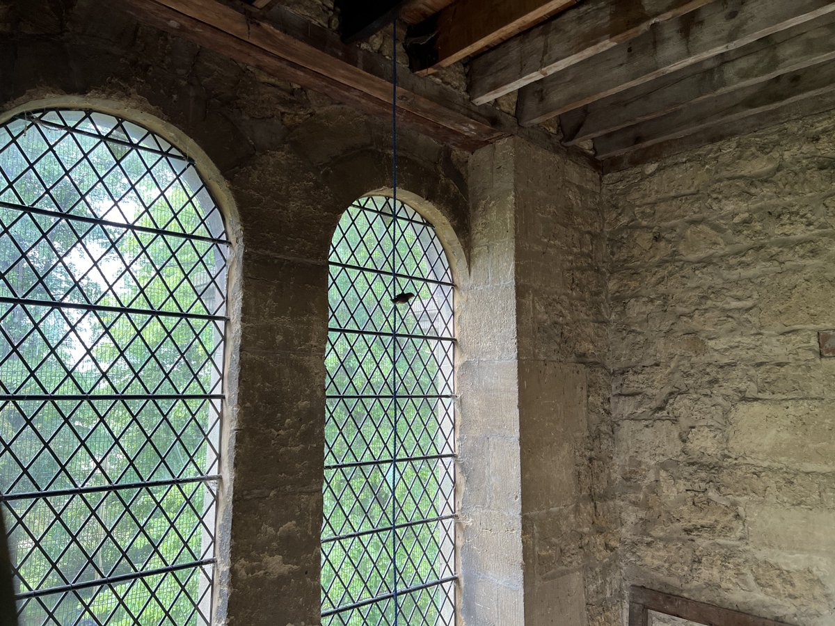 #Oxford 1111 BST A call to the Lord’s house: some robins have been spotted entering the church: “I’ll climb up the bell tower and have a look, mate,” I say. Found this little fella perched on the Sanctus bell rope.