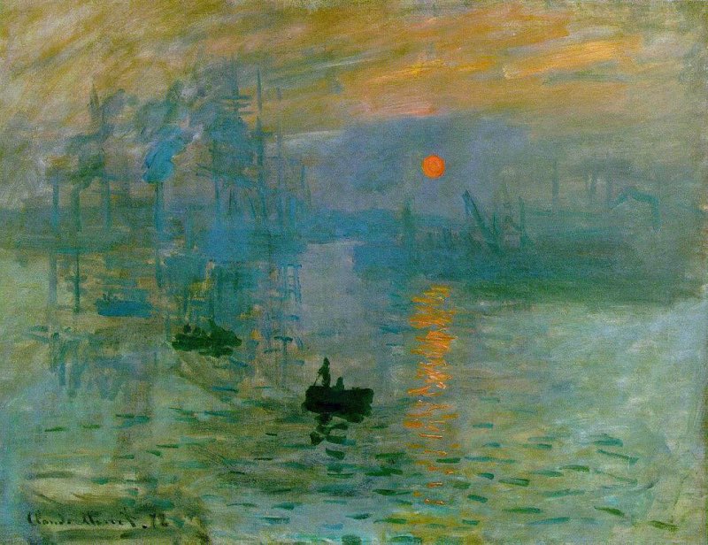 Impresión, sol naciente, Claude Monet, 1872.
Conocido como el primer cuadro impresionista, esta obra de Claude Monet se conserva en el Museo Marmottan Monet de París. Representa el puerto de Le Havre, la ciudad en la que el pintor pasó la mayor parte de su vida. En la obra, Monet