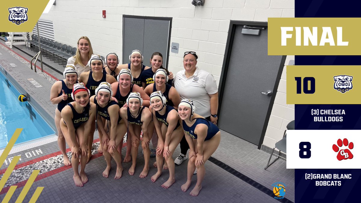 CANHAM BOUND!! Your @chelsea_bulldogs get the WIN in the Regional Quarterfinal against a talented Grand Blanc team to punch the second consecutive trip to the State Tournament in two weeks!! Congratulations ladies!! 💙💛🤽‍♀️ #road2c4nham #roaddawgsszn