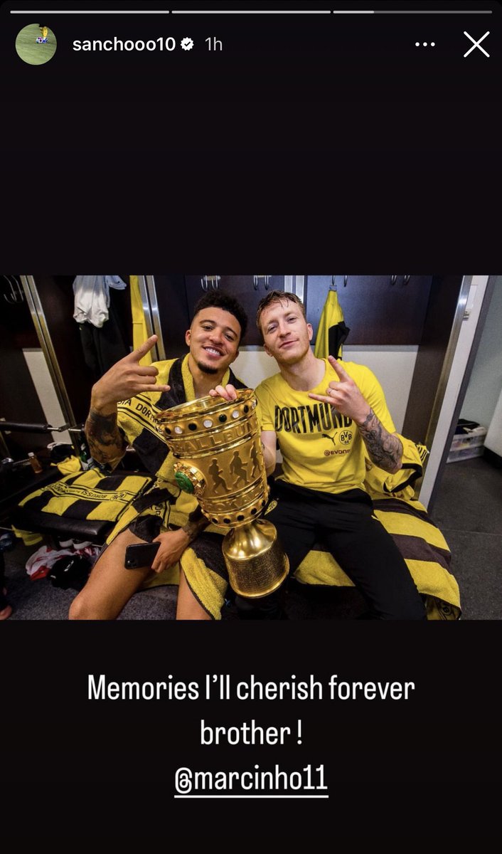 Sancho on Instagram today on Reus last home game for BVB, these two. 🥲💛