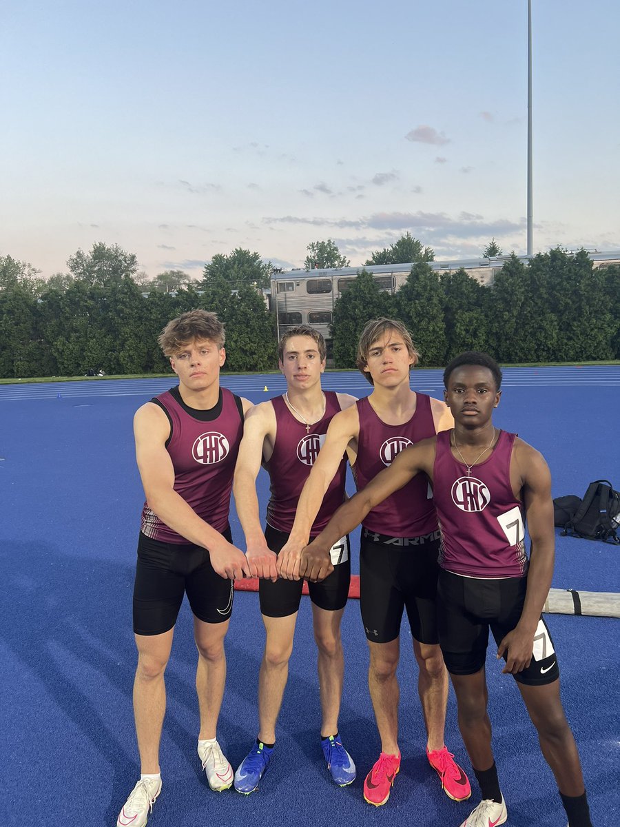 The 4x400 meter relay qualified for State Michael Nicholson, Max Maloney, Jack Mertens , Nolan Lamoureux 3:26.20