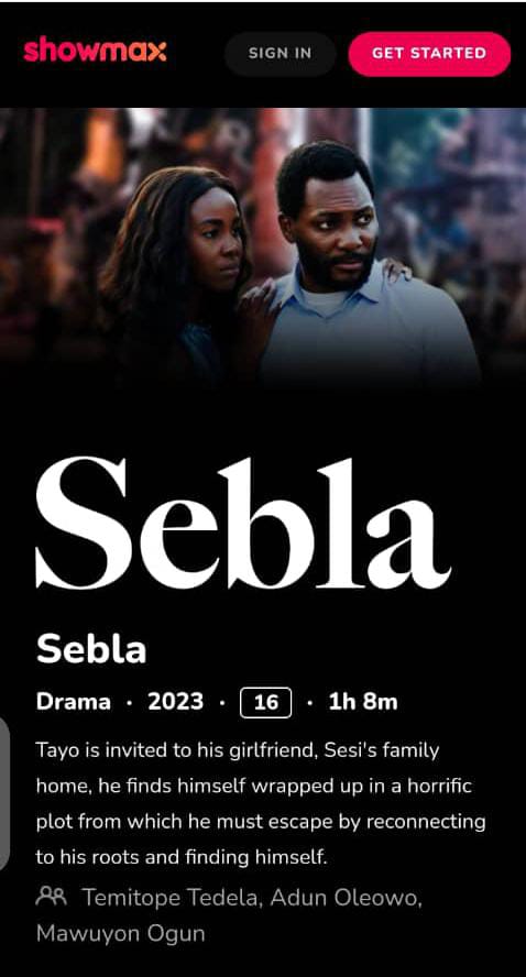 ViyonAwhanse's tweet photo. Nàwèh?
What are you watching today? Sebla is now on Showmaxnaija.
#showmaxnaija #Showmax #sebla #nollywoodmovies
"Tayo is invited to his girlfriends, Sesi’s family home, he finds himself wrapped up in a horrific plot from which he must escape https://t.co/LudH3lXyoz
