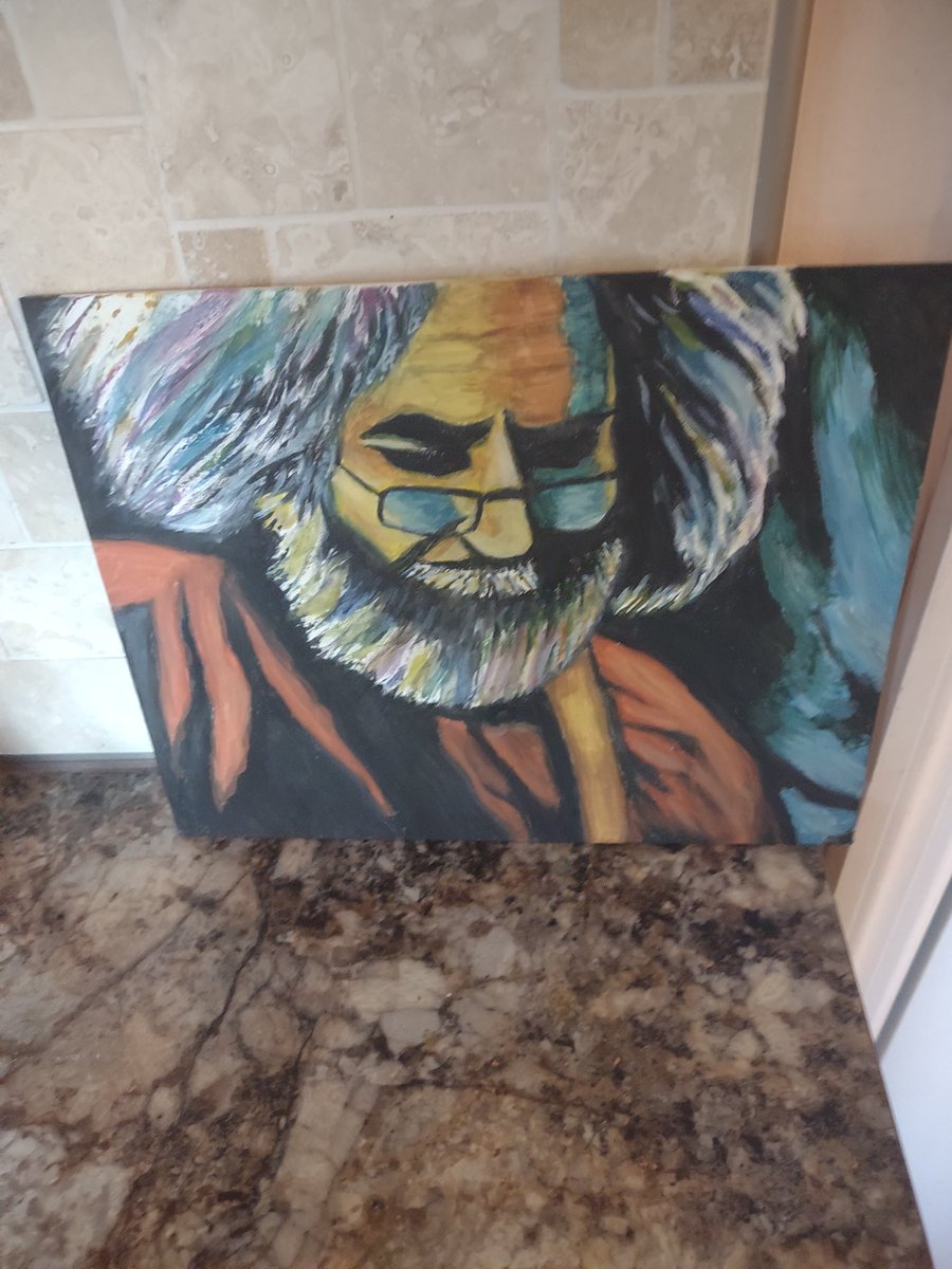 A #painting of the late great #JerryGarcia my wife did #art