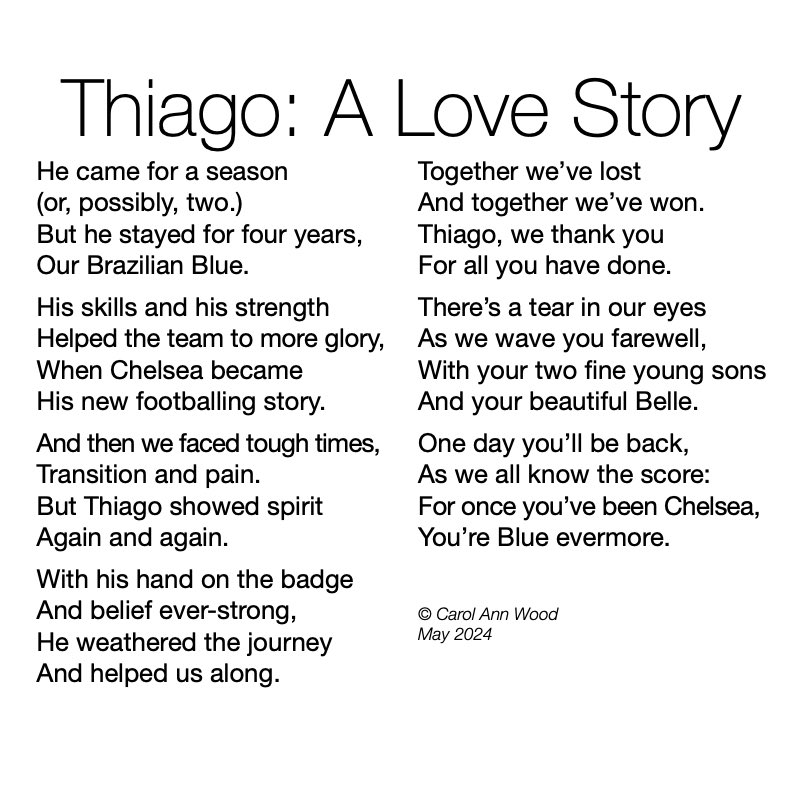 I don’t suppose he’ll get to read this but I wrote a poem for Thiago. Not everyone who leaves inspires a poem from me but this man will definitely be in our hearts forever and deserves every accolade he receives. Hope fellow fans will enjoy. ☺️⚽️💙