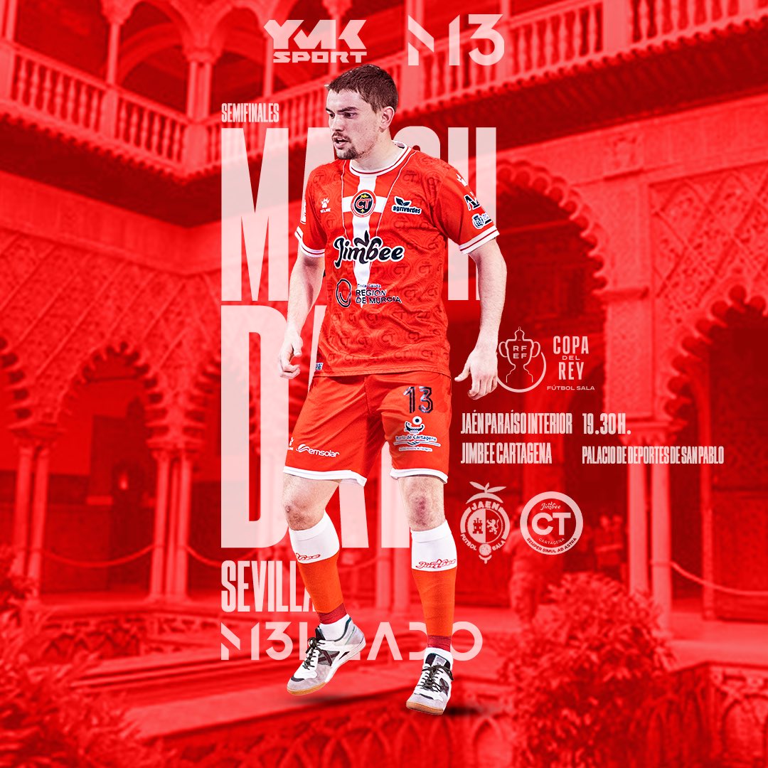 Día de Semi-Final de 🏆 del Rey 😍

🆚 Jaén Paraíso Interior 
⏰ 19:30h.
🏟️ Pabellón San Pablo (Sevilla).

📺 <a href="/Teledeporte/">Teledeporte</a> 

Vamos con todo <a href="/Jimbeecartagena/">Jimbee Cartagena Costa Cálida</a> ❤️.

❌ <a href="/Munichsports/">MUNICH Sports</a> 
💚 <a href="/Proneosports/">Proneo Sports・プロネオ</a>
🖥️ <a href="/Ymksport/">YMK Sport</a> 

#SomosJimbee #SomosCartagena #M13