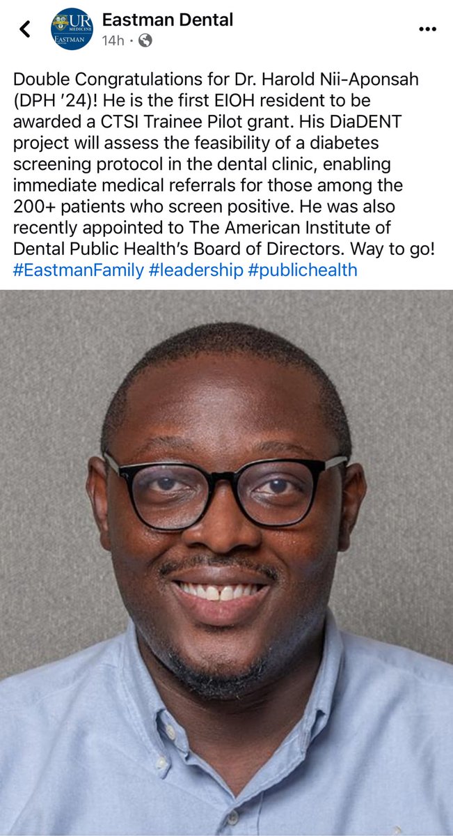 Thank you so much to the University of Rochester Medical Center, Eastman Institute for Oral Health for this wonderful feature. It has been an amazing year. 🙏🏾
