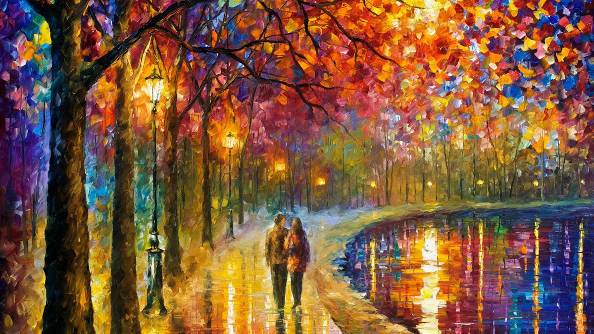 SPIRITS BY THE LAKE - Large-Size Original Oil Painting ON CANVAS by Leonid Afremov (not mixed-media, print, or recreation artwork). 100% unique hand-painted painting. Today's price is $99 including shipping. COA provided afremov.com/spirits-by-the…