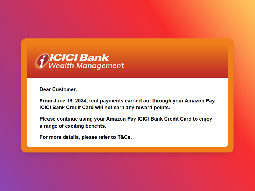 Another one bites the dust!

🚨 Amazon Pay ICICI Bank credit card excludes rent payment from rewards