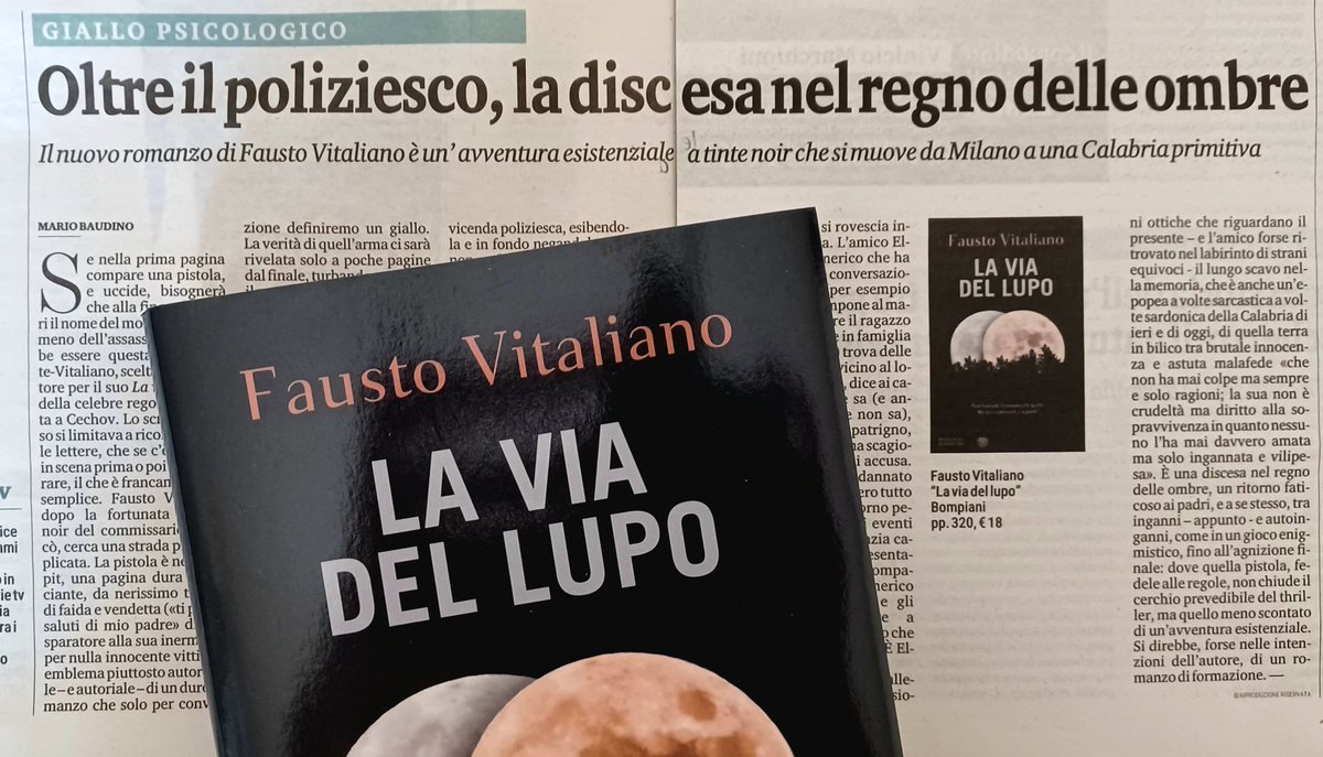 Su @TuttoLibri una splendida recensione di @BaudinoMario al nuovo romanzo di @FaustoVitaliano #LaViaDelLupo @libribompiani
Siete già passati in libreria? No? Che aspettate? 

#follipergialli