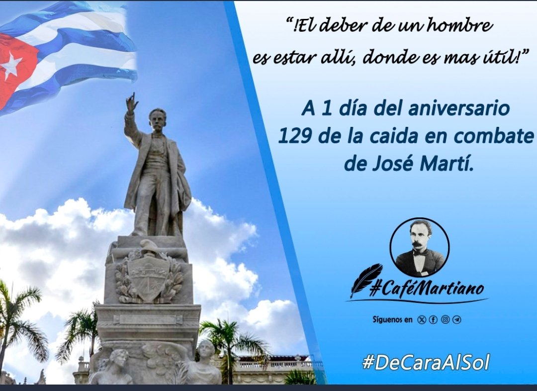@cafemartiano @DiazCanelB @InesMChapman @TeresaBoue @EVilluendasC @agnes_becerra @H_Cubana @QbaDCorazon_ @ValoresTeam1 @IzquierdaUnid15 @mimovilespatria Buenos días #CafeMartiano: Fidel, afirmó (…) Para nosotros los cubanos, Martí es la idea del bien que él describió… De él habíamos recibido, por encima de todo, los principios éticos sin los cuales no puede siquiera concebirse una revolución. #DeCaraAlSol #DeZurdaTeam