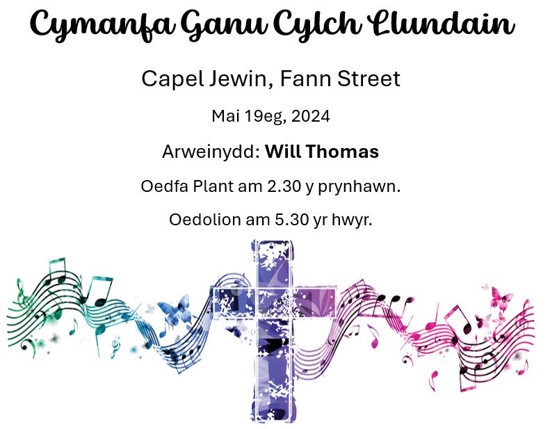 Croeso cynnes i gapel Jewin fory. Dewch yn llu am ganu brwd.
A warm welcome to our Welsh hymn singing festival tomorrow #cymanfaganu #singingfestival #capeljewin#llundain #cymryllundain #capelillundain ⁦@WilThomas⁩ ⁦@AledHall⁩ ⁦@cymryllundain⁩