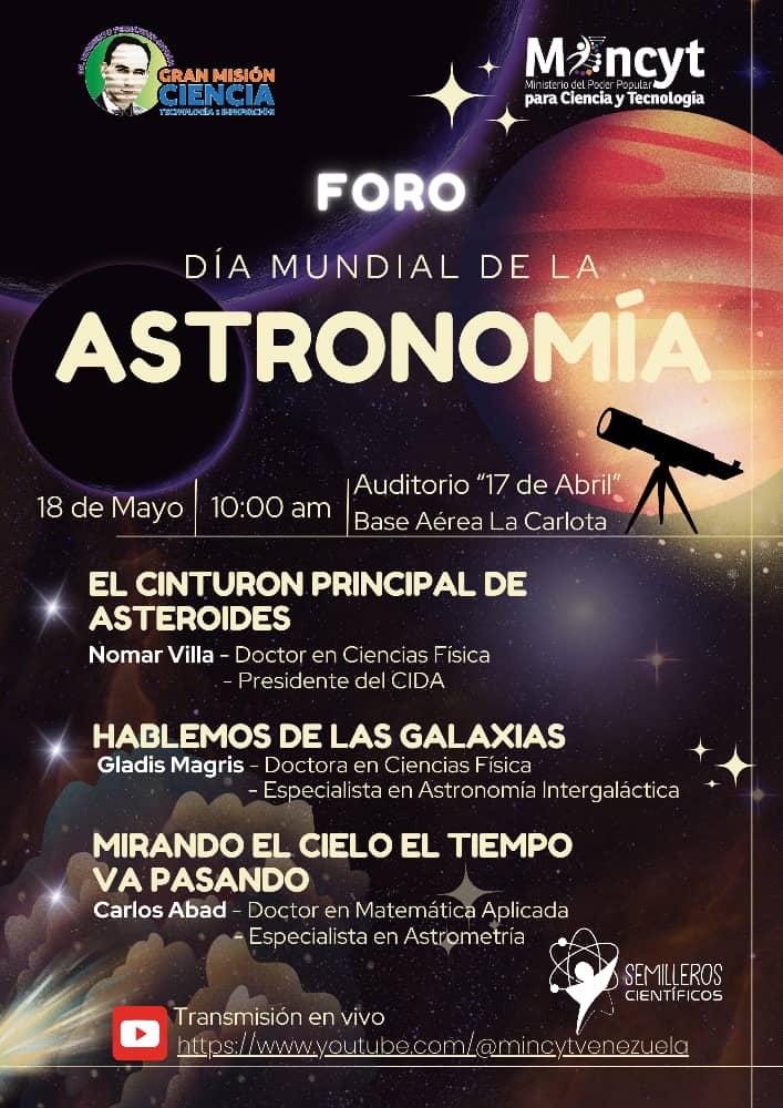 Hoy celebramos el Día Mundial de la Astronomía! como ciencia permite el estudio, la estructura y composición de los cuerpos celestes, como estrellas, planetas, meteoritos, agujeros negros y demás fenómenos que se encuentran en el universo ✨️ 🔭

La Astronomía analiza el