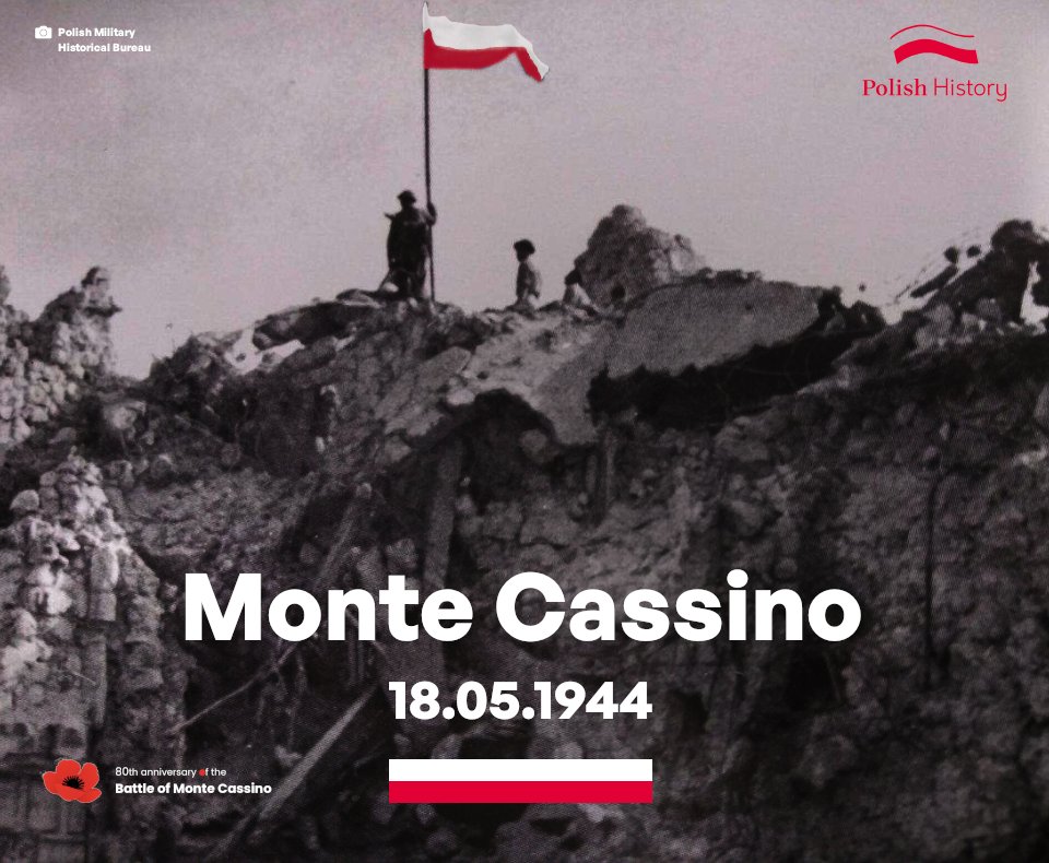 🇵🇱🇵🇱🇵🇱 80 years ago, the Poles defeated the Germans at the Battle of Monte Cassino.

Today, we pay tribute to all the Polish soldiers who, in those days under the Italian skies, fought for the freedom and dignity of Europe, but above all for an independent Poland.