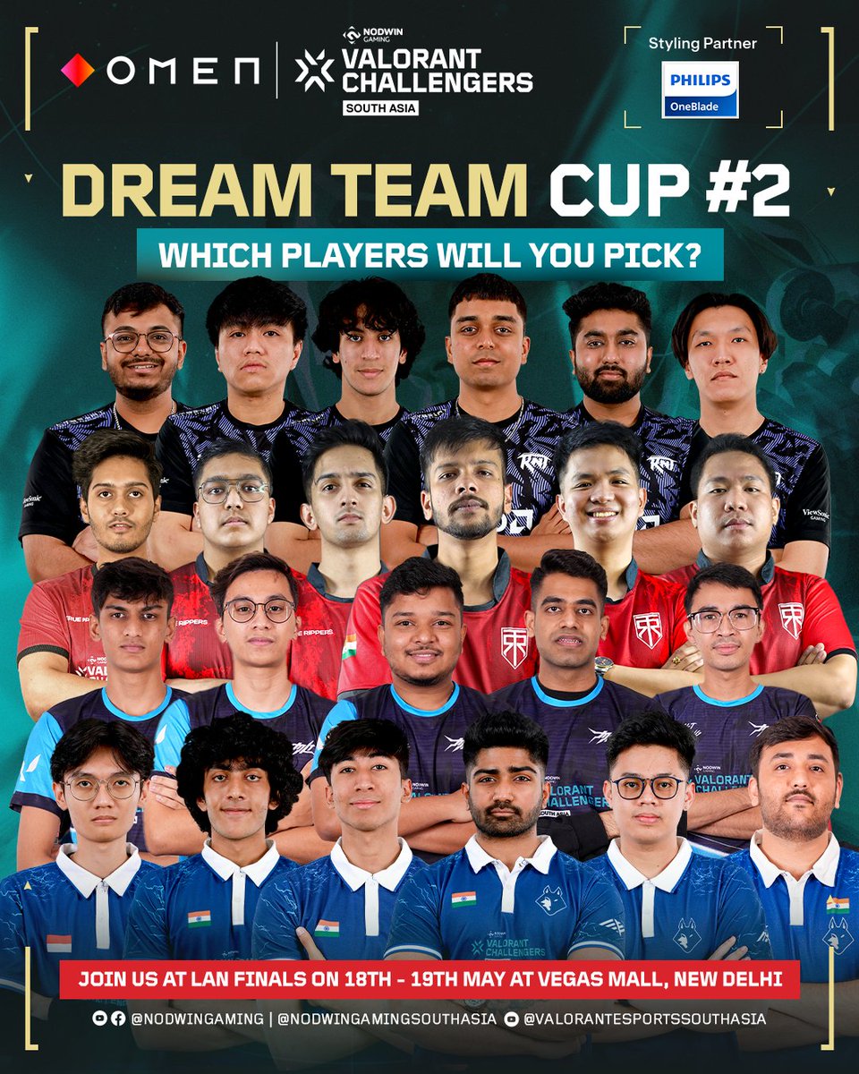 Time to pick your ultimate team for Cup #2 Delhi LAN🤩🏆 OMEN VALORANT Challengers South Asia is LIVE now💥 Join us at Vegas Mall, Dwarka Free For All 📅:18-19th May 2024 🏆Prizepool INR 1 Crore+ #VCSA2024 #DreamTeam #valorant #gaming #esports