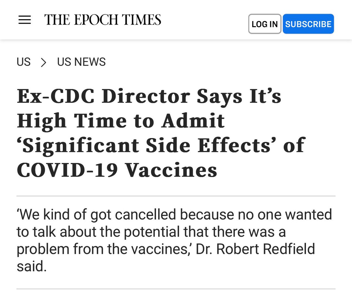 “Dr. Robert Redfield, former director of the Centers for Disease Control and Prevention (CDC), said Thursday that many officials who tried to warn the public about potential problems with COVID-19 vaccines were pressured into silence and that it’s high time to admit that there