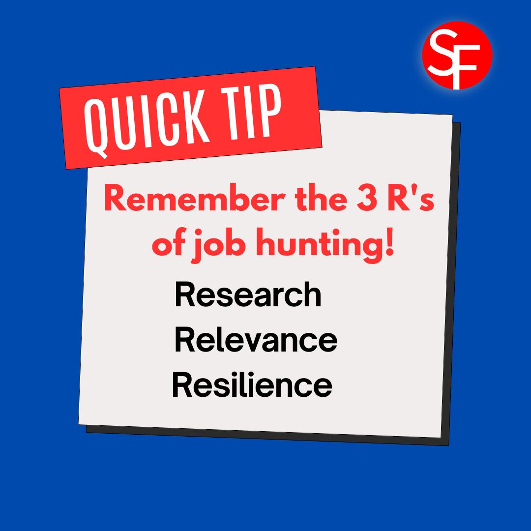 🔍 Never give up on your job search! The 3 R's will help you succeed: Research, Relevance, and Resilience. Stay focused and determined, and let your skills shine through. 💪 #JobHuntingTips #NeverGiveUp #Jobhunting #Staffingagency #Quicktips #Staffactory #USA