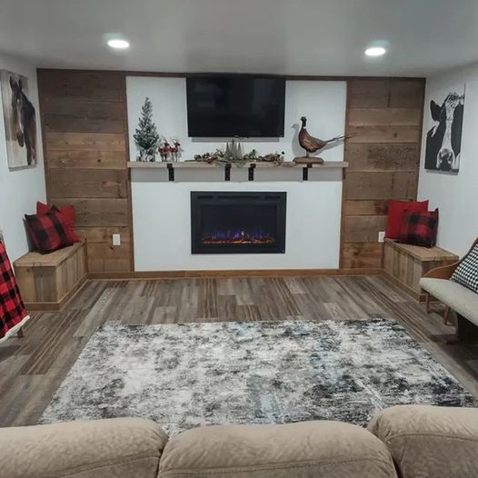Top Rated for Finished Basements - 5 Stars Customer Leta shares, 'I bought this for a basement remodel and LOVE it! The mesh screen adds to the rustic decor, and the three colors of flame are so realistic. Plan to purchase another Touchstone for my living room remodel at the end