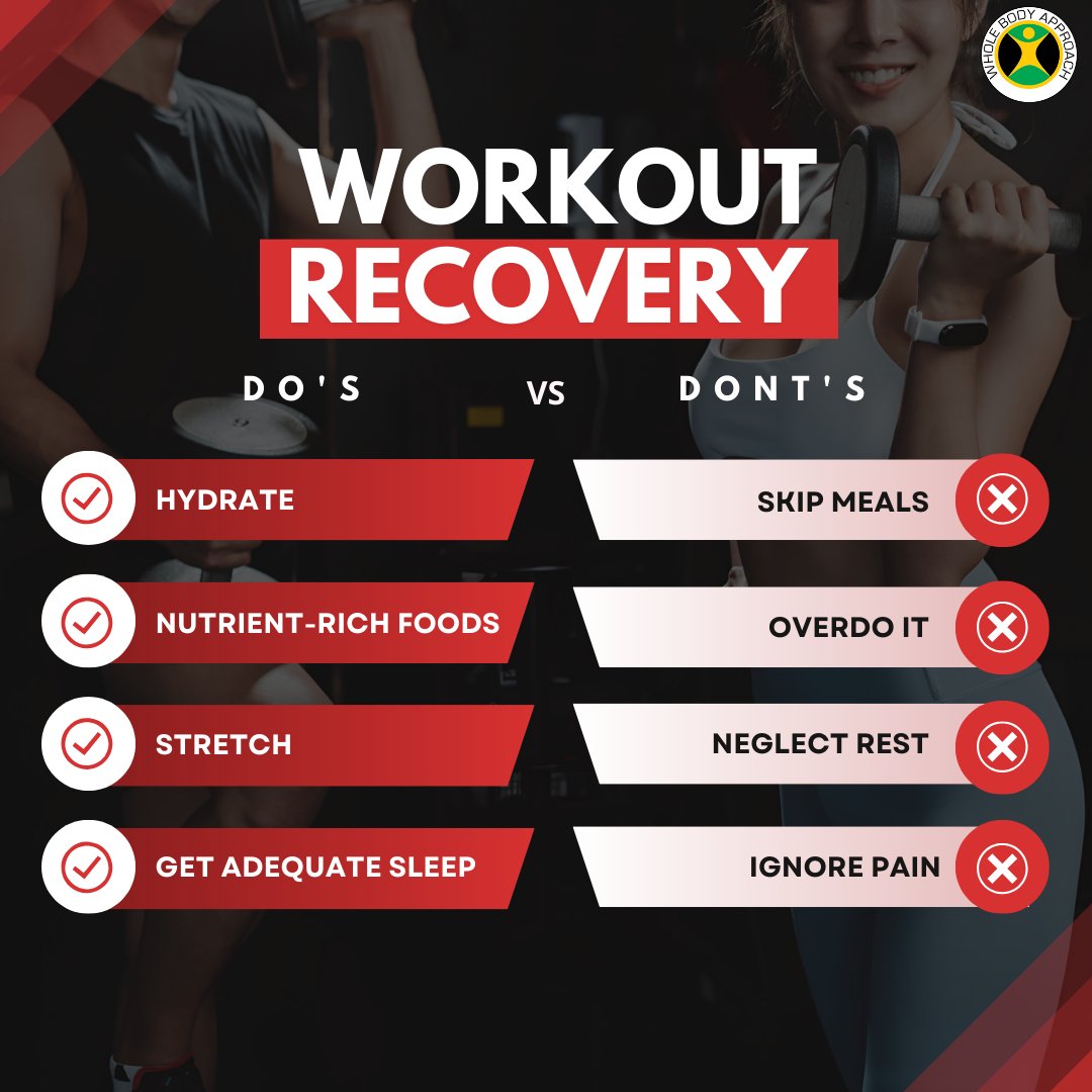 Recovery is key to fitness success! Here are some essential do's and don'ts: #FitnessRecovery #FitnessTips #HealthyLiving #MuscleRecovery #Hydration #Nutrition #Stretching #SleepQuality #Workout #FitnessJourney #ListenToYourBody #InjuryPrevention #HealthyHabits #FitnessGoals