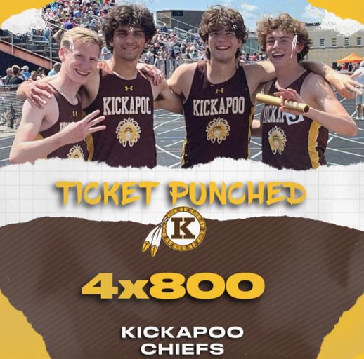 Another seasons best by 5 seconds and our first ticket to state is punched. Chiefs go 8:00 to finish 3rd. Great when great was required.