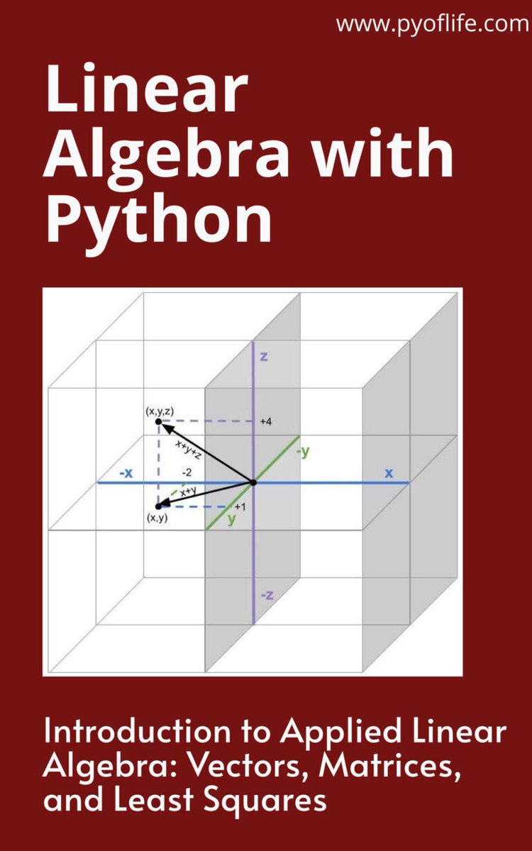 📌📕Linear algebra is a fundamental branch of mathematics that deals with vector spaces and linear mappings between these spaces. 🔗Download free pdf: pyoflife.com/linear-algebra… #DataScience #pythonprogramming #dataScientists #machinelearning #ArtificialIntelligence #mathematics