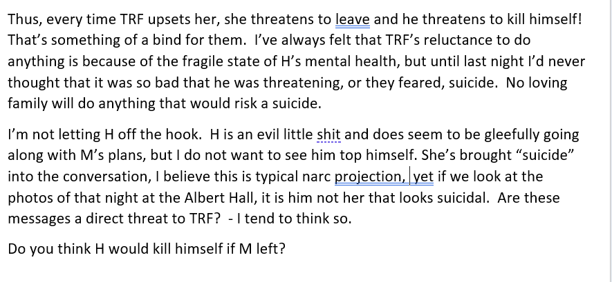 I wrote this over two years ago, and I still stand by it. Another reason why TRF appear to be doing nothing. Since I wrote it I've learned that this was something his great uncle threatened as well.
