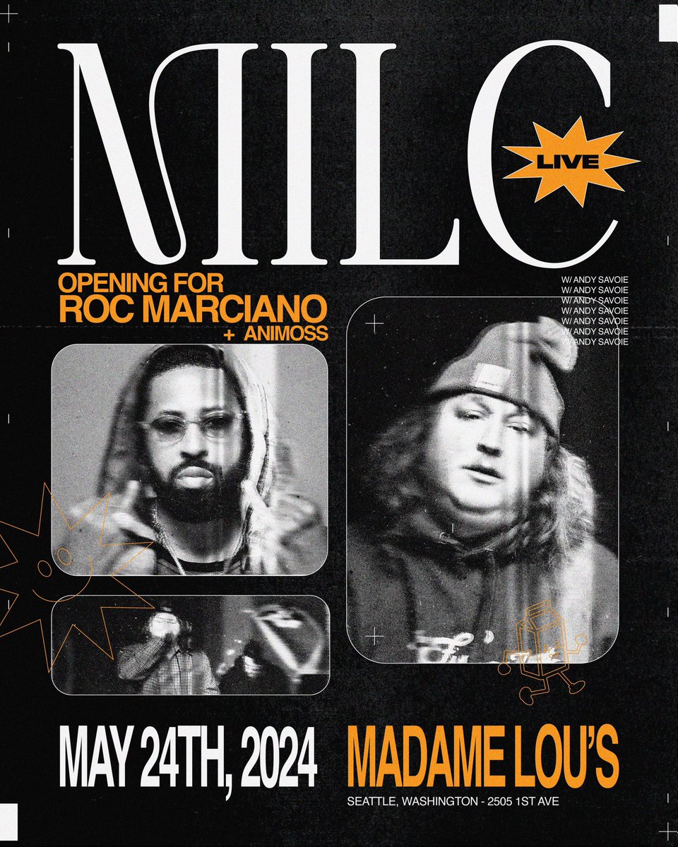 The 23rd and 24th I’m opening up for the legend Roc Marciano in Portland and Seattle
